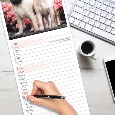 Pug Slim Calendar 2026 Dog Breed Slimline Calendar - 12 Month