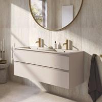 Ben Tendenza badmeubel incl. keramische wastafel met 2 kraangaten 120x46x62cm zand - thumbnail