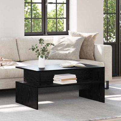 Salontafel met plank Anders Zwart eiken 90 x 55 x 42.5 cm Bewerkt hout