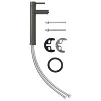 VidaXL Wastafel met kraan en pop-up afvoer gehard glas zwart - thumbnail