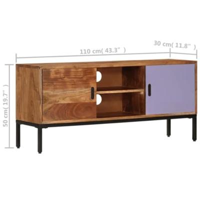 Tv-meubel 110x30x50 cm massief acaciahout honingbruin en grijs