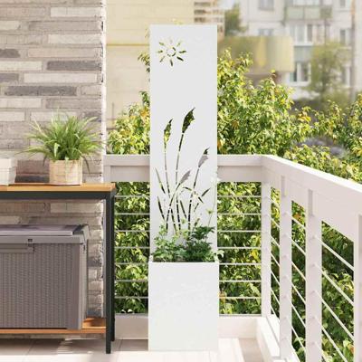 VidaXL Tuin privacy screen fretwerk wit 32 x 140 cm koudgewalst staal