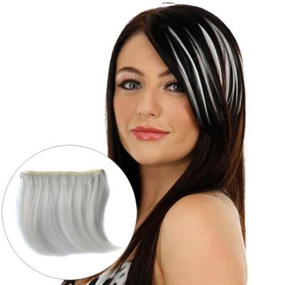 Kleur verloop onzichtbare naadloze haarverlenging pruik stuk rechte haar stuk kleur pony haar stuk (wit)