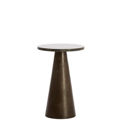 Light & Living Ronde Bijzettafel 'Ynez' Marmer, 29cm, kleur Donkerbruin