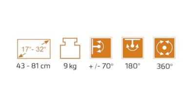 My Wall HL50-2L Monitor-tafelbeugel Aantal monteerbare displays: 2 Display(s) 43,2 cm (17) - 81,3 cm (32) Zilver, Zwart Kantelbaar, Draaibaar