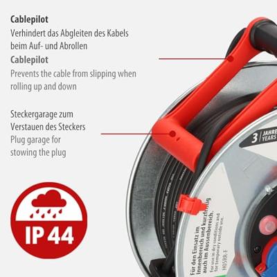 Brennenstuhl Kabelhaspel 50 mtr | IP44 | 3G1.5 | Rubber | Kort buitengebruik | 1198530 - 1198530 - thumbnail