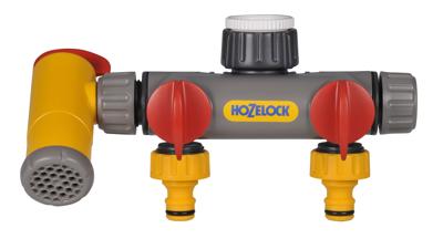 Hozelock 2-weg waterverdeler + aftapkraan Hozelock 2-weg waterverdeler + aftapkraan