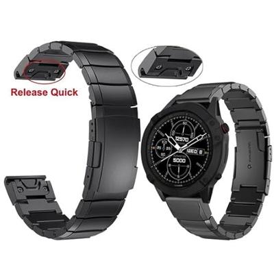 By Qubix - Stainless steel schakelband - Zwart - Compatible met Garmin Fenix 8-51mm - Compatible Garmin bandje