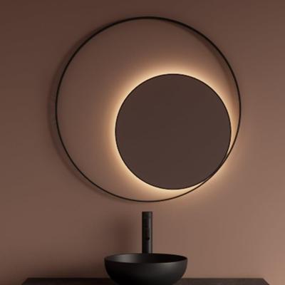 Spiegel Gliss Design Kosmos Mat Zwart met Frame en Indirecte LED Verlichting 100 cm Gliss Design