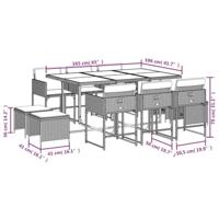 11-delige Tuinset met kussens poly rattan lichtgrijs - thumbnail