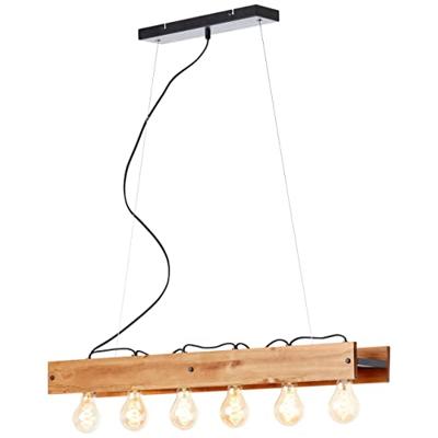 Brilliant HanglampCalandra 6-lichts zwart met houtbruin - 99452/76