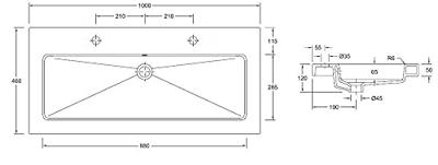 Wiesbaden keramische meubelwastafel 100x46 2 kr.gaten