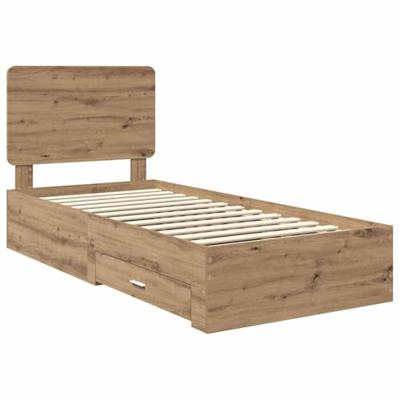 Bedframe met hoofdeinde Artisan Eiken 90 x 200 cm Bewerkt hout