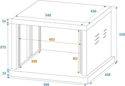 Omnitronic SR-19 19 inch rack 6 HE Staal