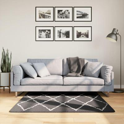 VidaXL Vloerkleed pamplona shaggy hoogpolig 120x120 cm zwart en crème