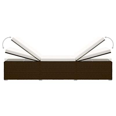Ligbed met kussen en theetafel poly rattan bruin