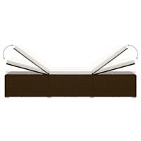 Ligbed met kussen en theetafel poly rattan bruin - thumbnail