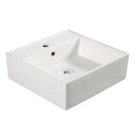 Wastafel Wiesbaden Larx 46 cm Vierkant Glans Wit - thumbnail