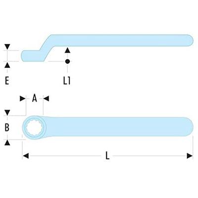 Facom gebogen 12-kantsleutels geïsoleerd 13 - 55.13AVSE