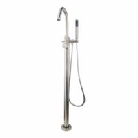 Vrijstaande Badmengkraan Amon Round Geborsteld Staal Aqua Splash - thumbnail