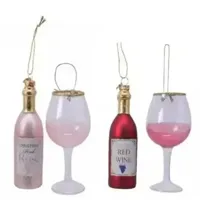 Wijnfiguur glas kadoset assorti 2st kerstbal hangdeco kerst Decoris - Decoris - thumbnail