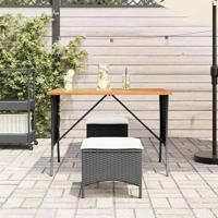 Tuintafel met acaciahouten blad 105x75x72 cm poly rattan zwart - thumbnail