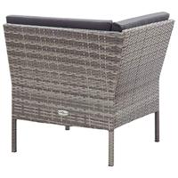 3-delige Loungeset met kussens poly rattan grijs - thumbnail