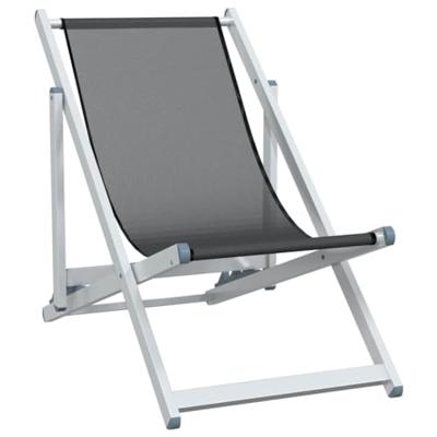 Strandstoelen inklapbaar 2 st aluminium en textileen grijs