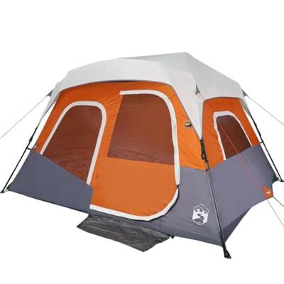Kampeertent met LED 344x282x212 cm grijs en oranje Kampeertent met LED 344x282x212 cm grijs en oranje