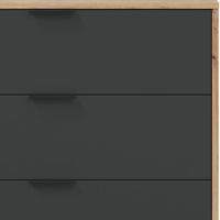 CALICOSY - Ladekast met 4 laden met noestige eik en antracietgrijs decor - L77,5 cm - Licht hout - thumbnail