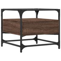 Salontafel met glazen blad 50x50x45 cm bruineiken staal - thumbnail