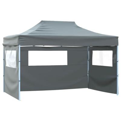 Partytent met 4 zijwanden inklapbaar 3x4 m staal antraciet Partytent met 4 zijwanden inklapbaar 3x4 m staal antraciet
