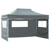 Partytent met 4 zijwanden inklapbaar 3x4 m staal antraciet - thumbnail