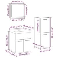 4-delige Badkamermeubelset bewerkt hout betongrijs - thumbnail