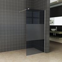 Inloopdouche Wiesbaden Slim Rookglas met Middenband 90x200 8mm Nano Coating - thumbnail