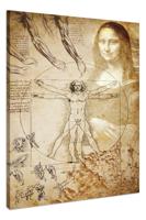 Schilderij - Vitruviusman en Mona Lisa, Michelangelo, Premium Print - thumbnail