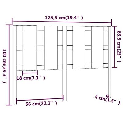 Hoofdbord 125,5x4x100 cm massief grenenhout zwart