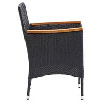 Tuinstoelen 4 st poly rattan zwart - thumbnail