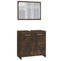 3-delige Badkamermeubelset bewerkt hout gerookt eikenkleurig - thumbnail