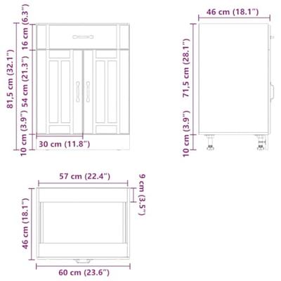 Keuken onderkast Lucca bewerkt hout bruin eikenkleur Keuken onderkast Lucca bewerkt hout bruin eikenkleur