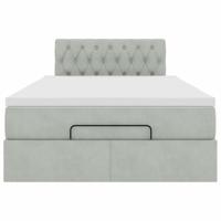 Ottoman bed met matras en LED's 120x200 cm fluweel lichtgrijs - thumbnail