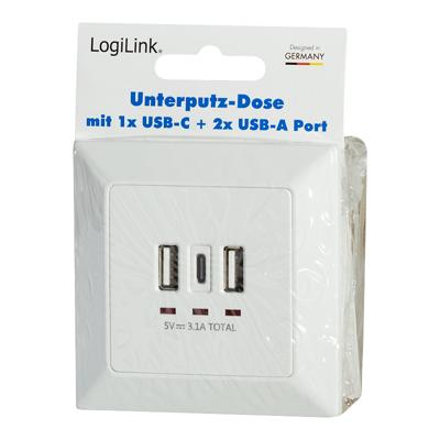 LogiLink PA0254 Inbouwdoos Met USB-laaduitgang Wit LogiLink PA0254 Inbouwdoos Met USB-laaduitgang Wit