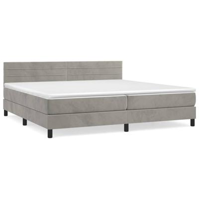 Boxspring met matras fluweel lichtgrijs 200x200 cm