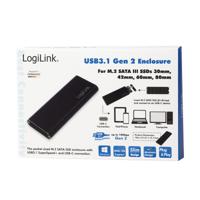 LogiLink UA0314 M.2 SDD-behuizing Zwart USB C - thumbnail