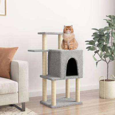 VidaXL Kattenmeubel met sisal krabpalen 97 cm lichtgrijs VidaXL Kattenmeubel met sisal krabpalen 97 cm lichtgrijs