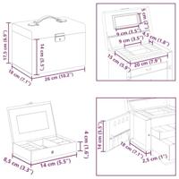 VidaXL Sieradendoosje 3laags met spiegel afsluitbaar 26x18x17,5 cm wit - thumbnail