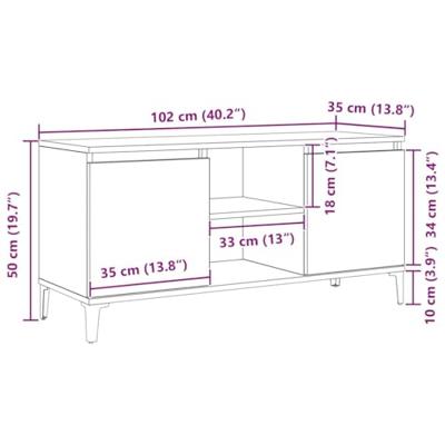 TV-kast Zwart 102 x 35 x 50 cm Bewerkt hout