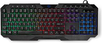 Bedraad Gaming Toetsenbord | USB Type-A | Membrane Toetsen | LED | QWERTZ | Duits | Lengte stroomkabel: 1.30 m | Multimedia Bedraad Gaming Toetsenbord | USB Type-A | Membrane Toetsen | LED | QWERTZ | Duits | Lengte stroomkabel: 1.30 m | Multimedia