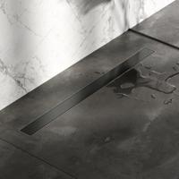 Douchegoot Brauer Gunmetal Inclusief Vloerflens 90x7 cm Zero Tegelinlegrooster Omkeerbaar - thumbnail