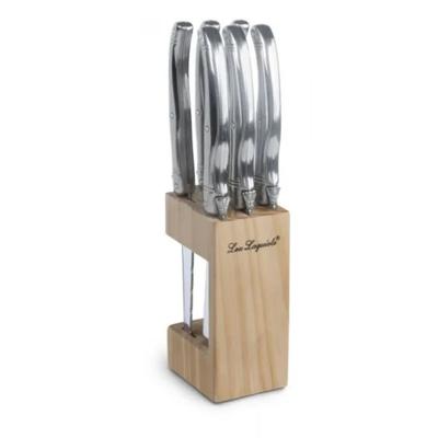 Lou Laguiole Steakmessen 6 Stuks + Houten Blok